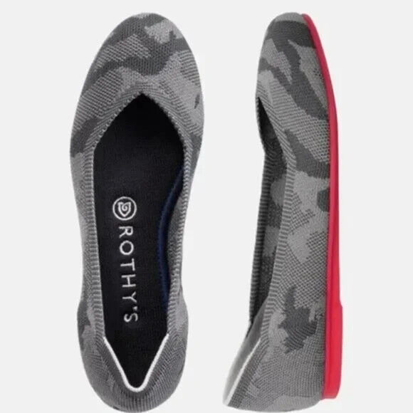 ROTHY'S Birdseye Ballet Flat Loafer Round Toe Camo Gray Slip On Textile … - Picture 1 of 7